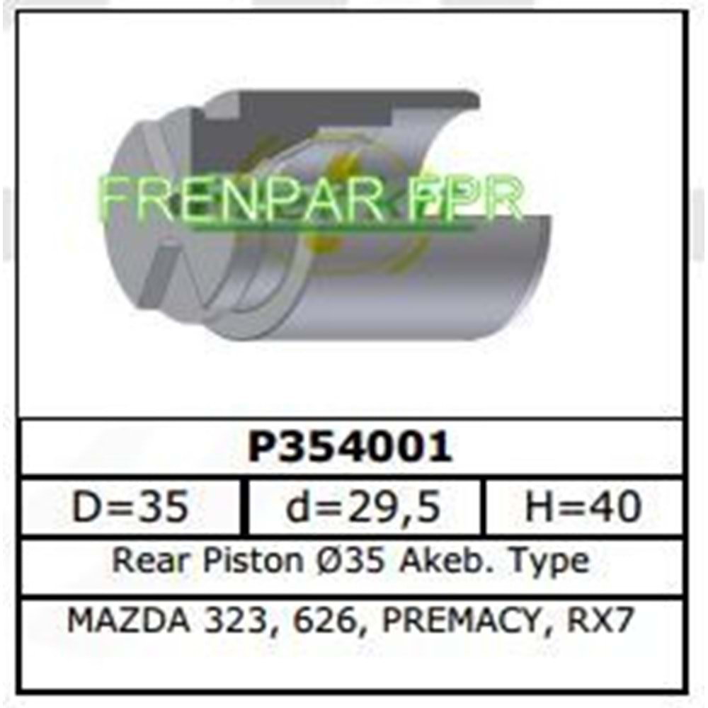 Fren Kaliper Pistonu Arka Mazda 323, 626