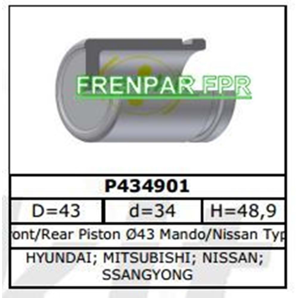 Fren Kaliper Pistonu Ön-Arka Honda, Hyundai, Kia