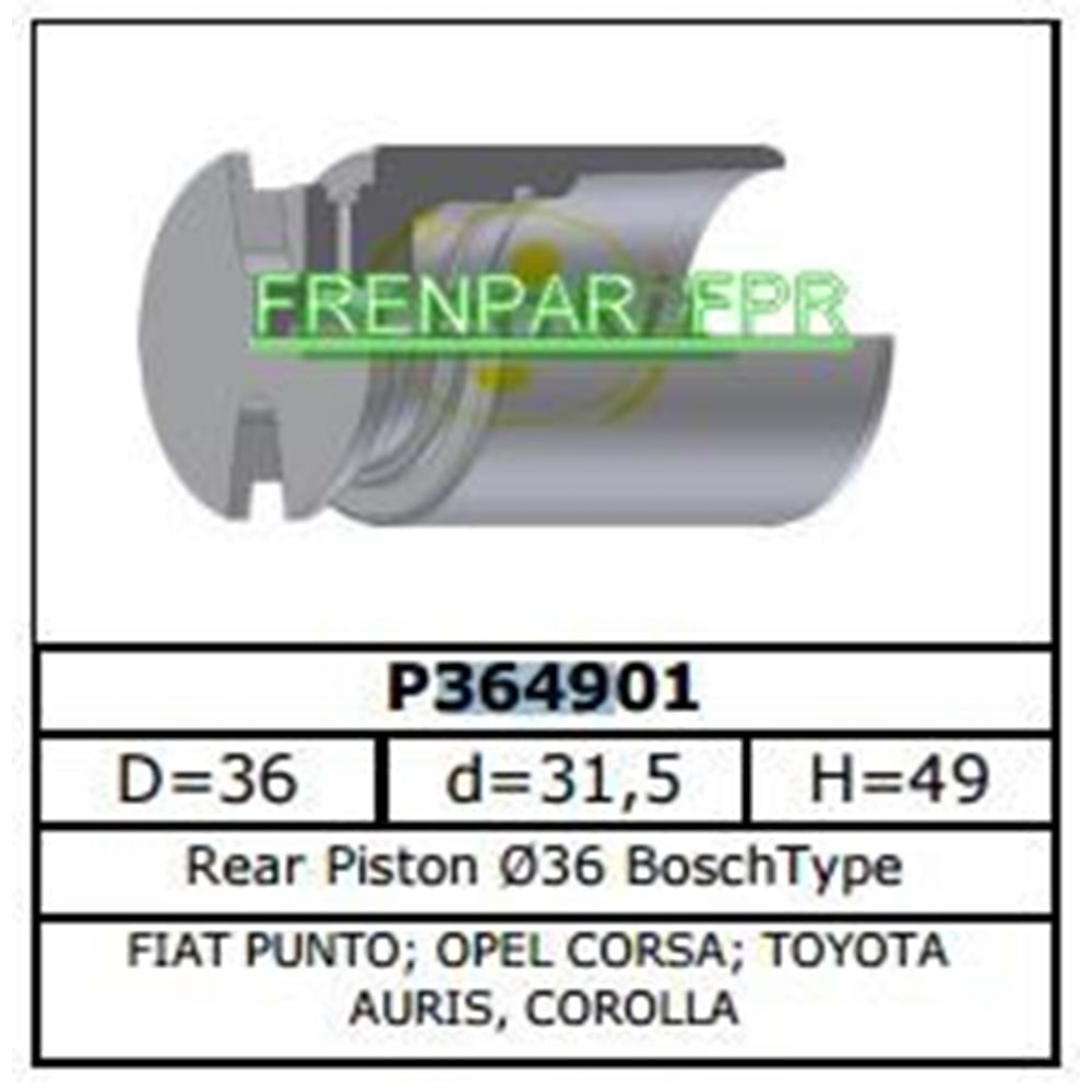 Fren Kaliper Pistonu Arka Fiat, Nissan, Opel, Toyota, Honda, Peugeot
