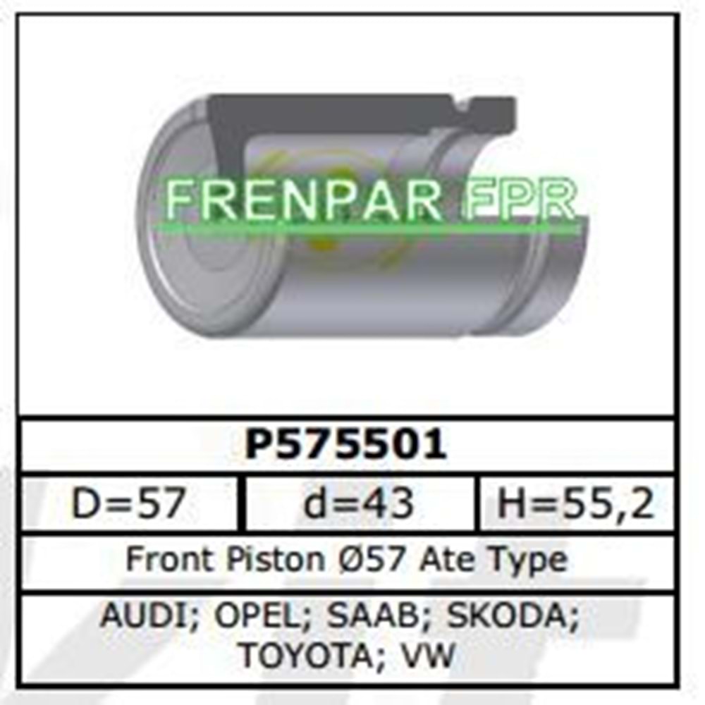 Fren Kaliper Pistonu Ön Audi, Opel, Saab, Skoda, Toyota, Vw