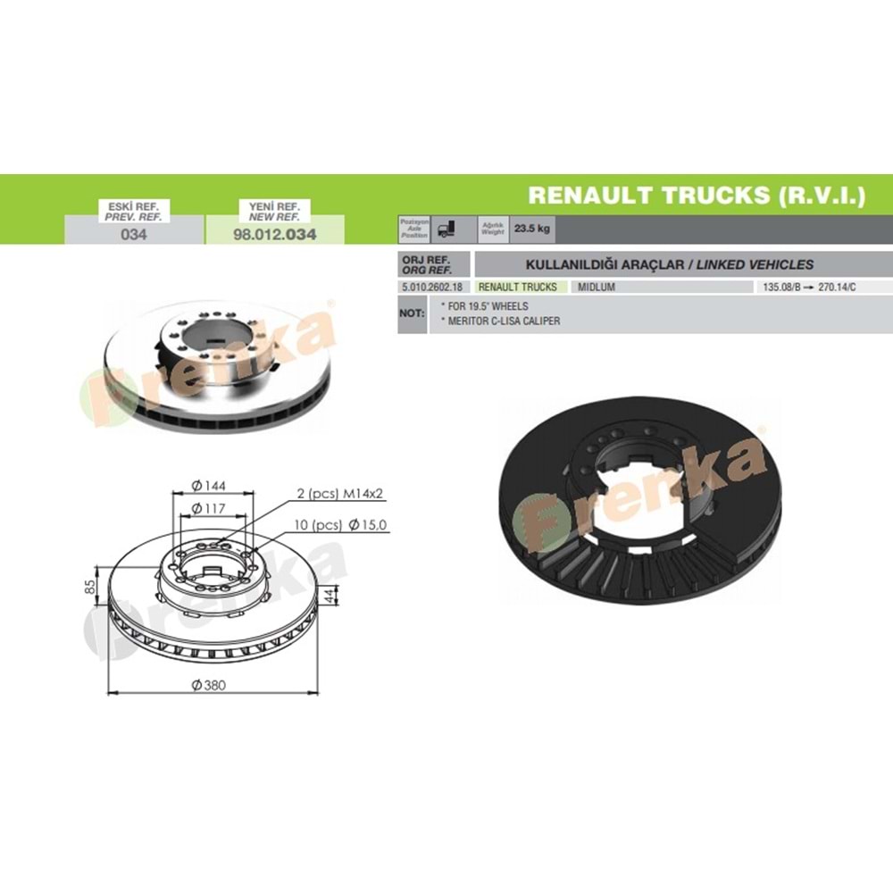 FREN DİSK RENAULT MIDLUM 210 - FRENKA