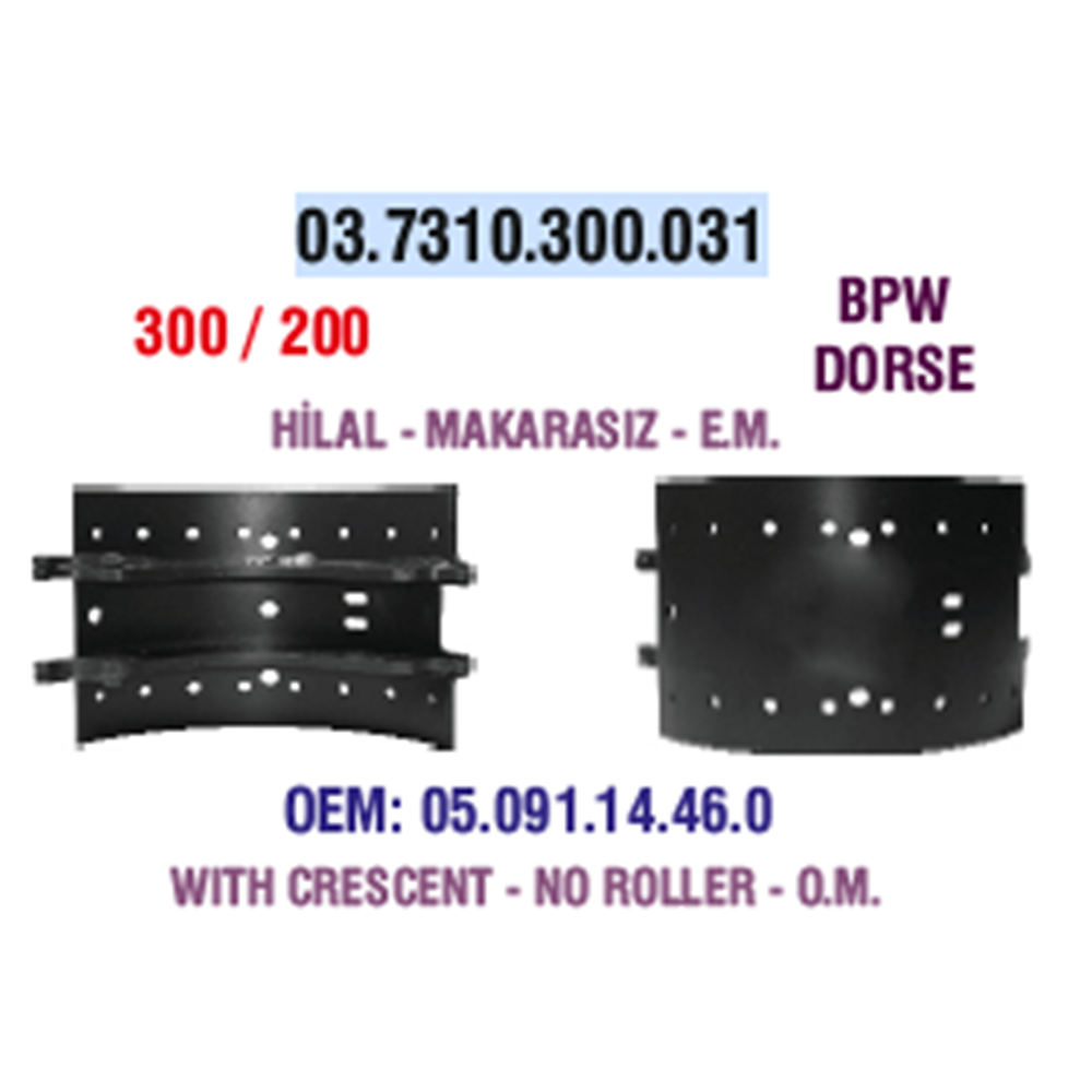 PAPUÇ BP DORSE HİLAL ÇENELİ MAKARASIZ 300/200 41016-1*