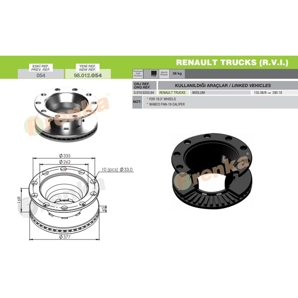 FREN DİSK RENAULT MİDLUM 220-270 ARKA - FRENKA