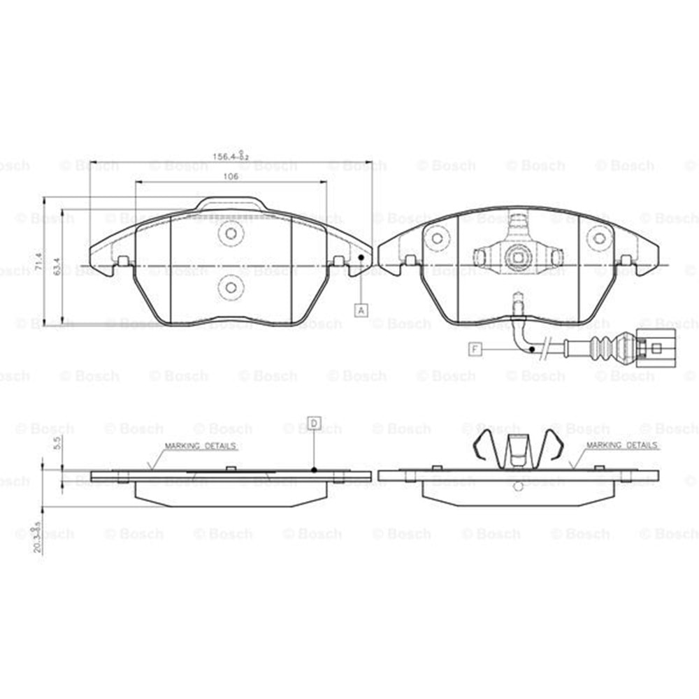 Disk Balata Vw, Audi, Seat, Skoda, Peugeot, Citroen Ön Fişli - Bosch