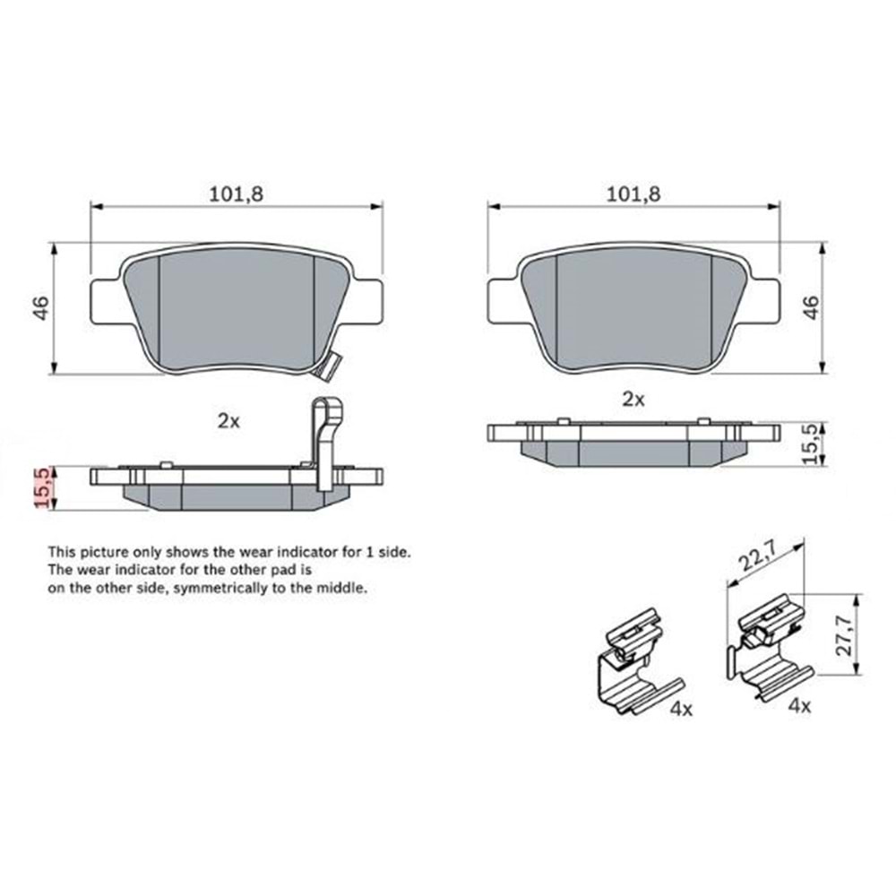 Disk Balata Toyota Avensis, Corolla Arka - Bosch