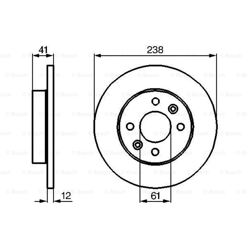 Fren Diski Renault 9,11, Clio Ön - 238 MM - Bosch