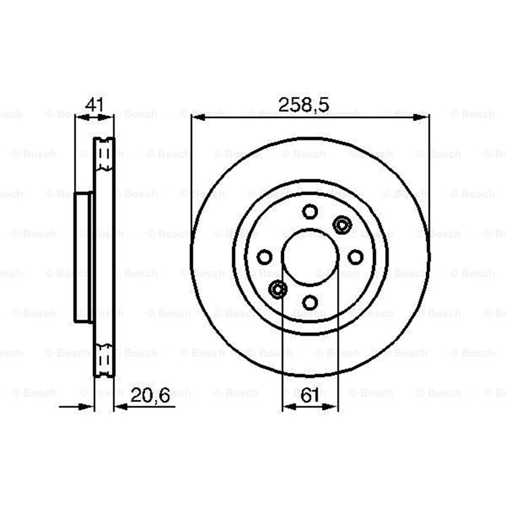 Fren Diski Renault Clio, Kango, Dacia Logan , Sandero, Nissan Kubistar Ön - 258,5 MM - Bosch