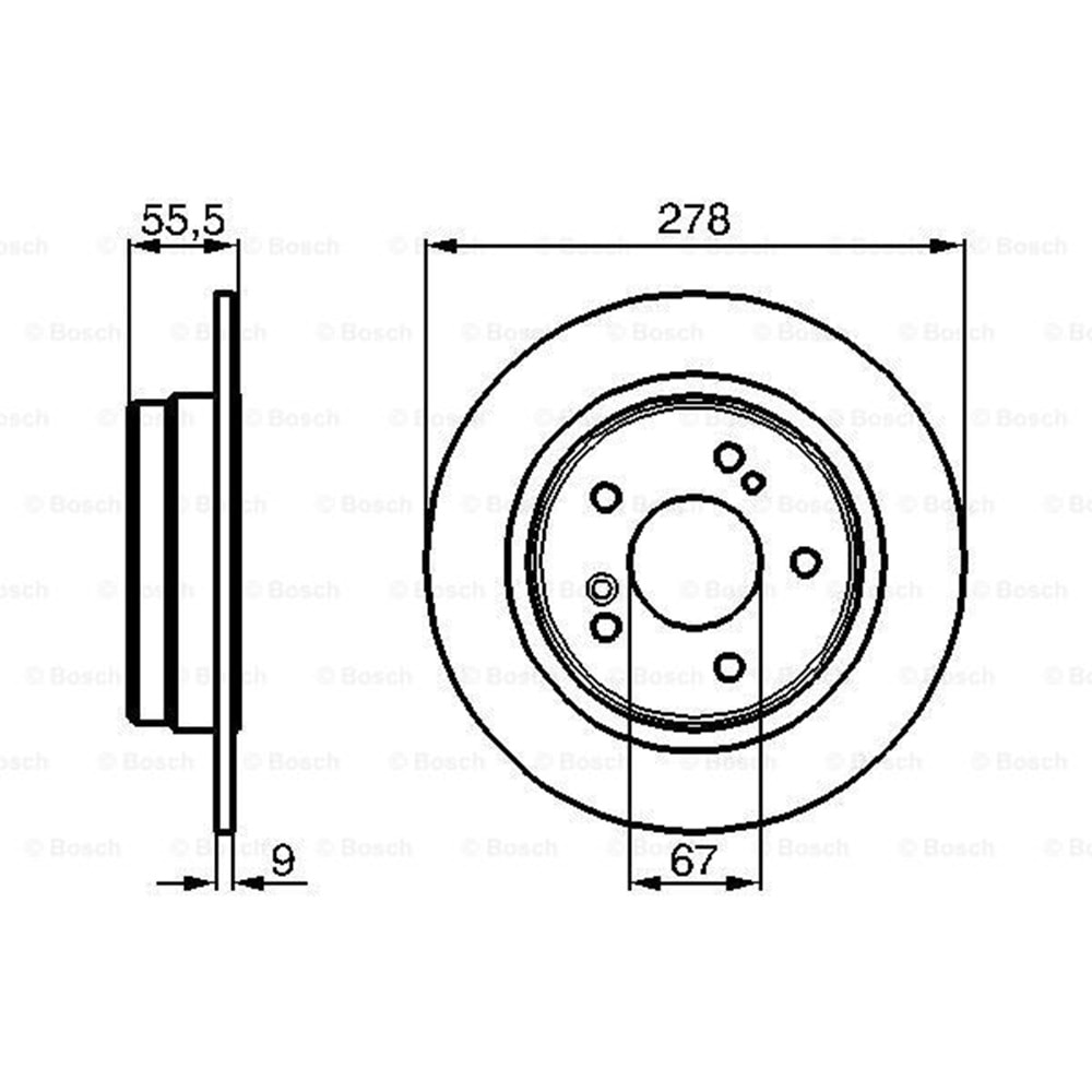 Fren Diski Mercedes 202, 124 Kasa Arka - 278 mm - Bosch