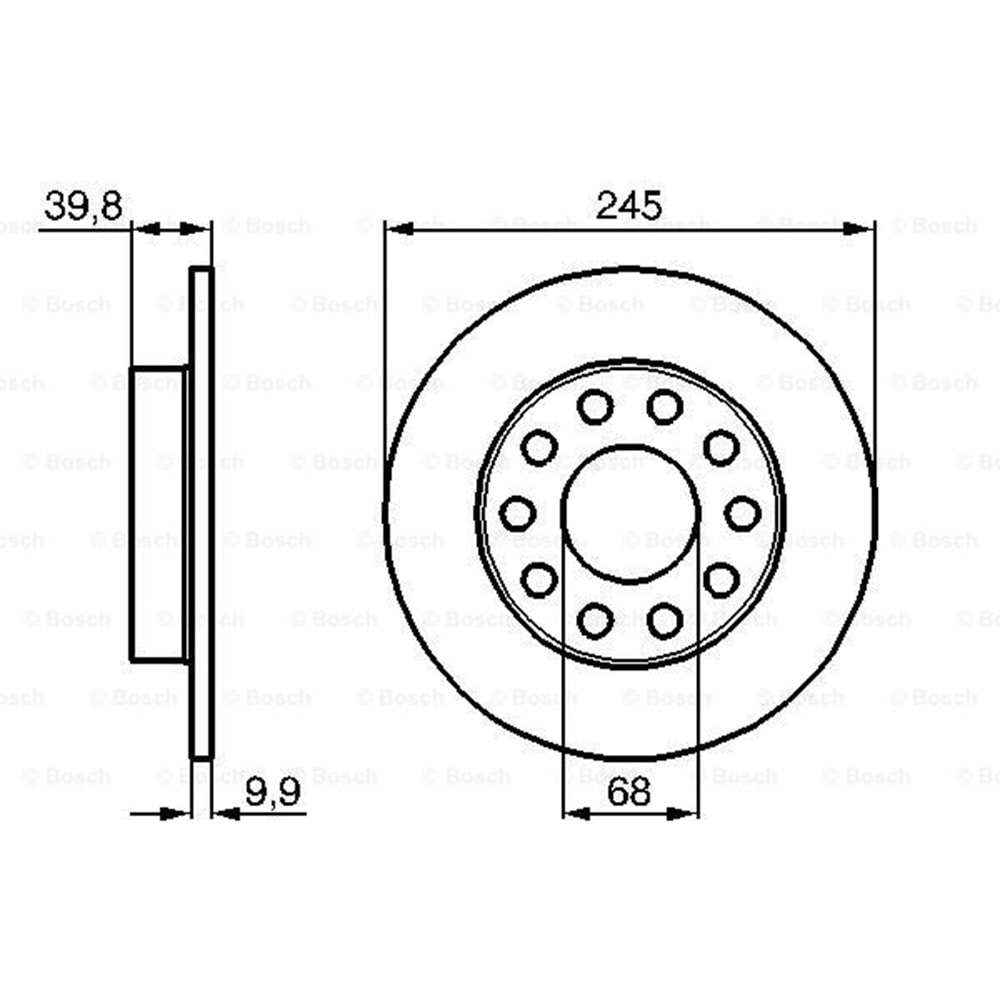 Fren Diski Vw, Audi A4, Seat Arka - 245 MM - Bosch
