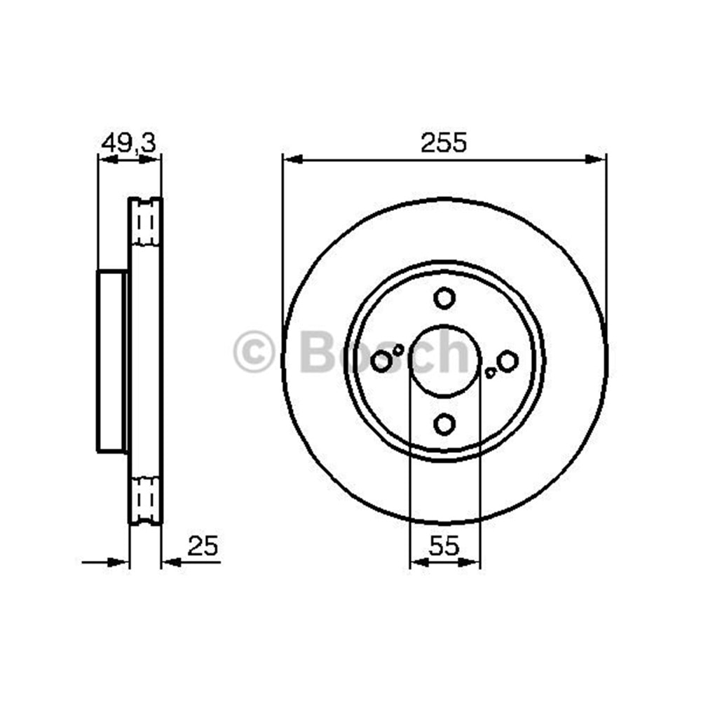 Fren Diski Toyota Corolla VVT Benzinli 00-07 Ön - 255 mm - Bosch