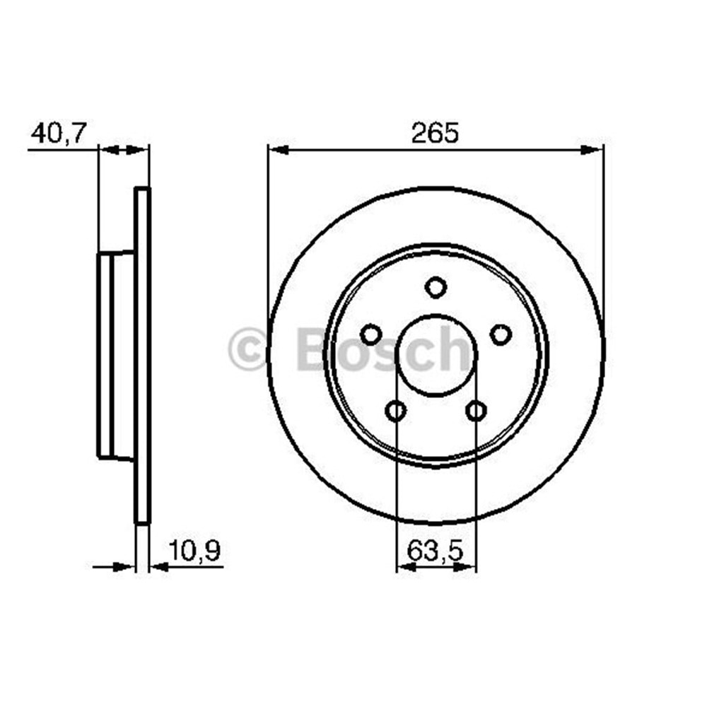 Fren Diski Ford, Mazda Arka - 265 mm - BOSCH