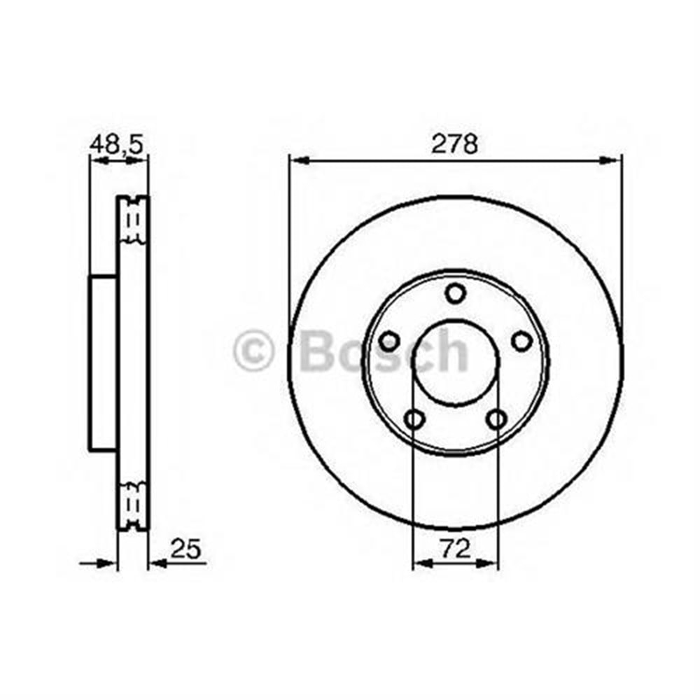 Fren Diski Mazda 3 1.6 03-09 Ön - 278 mm - Bosch