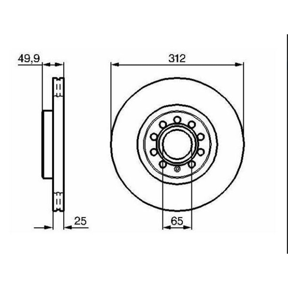 Fren Diski Vw Golf 5, 6, Caddy 3, Jetta 3, Passat, Scirocco Ön - 312 MM - Bosch
