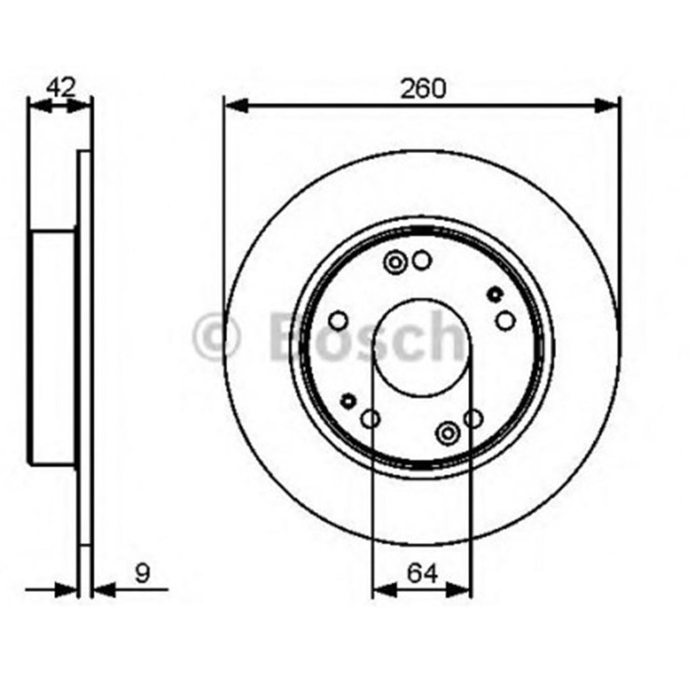 Fren Diski Honda Civic IX 12>, Civic VIII 05-12 , CR-V Arka - 260 MM - Bosch