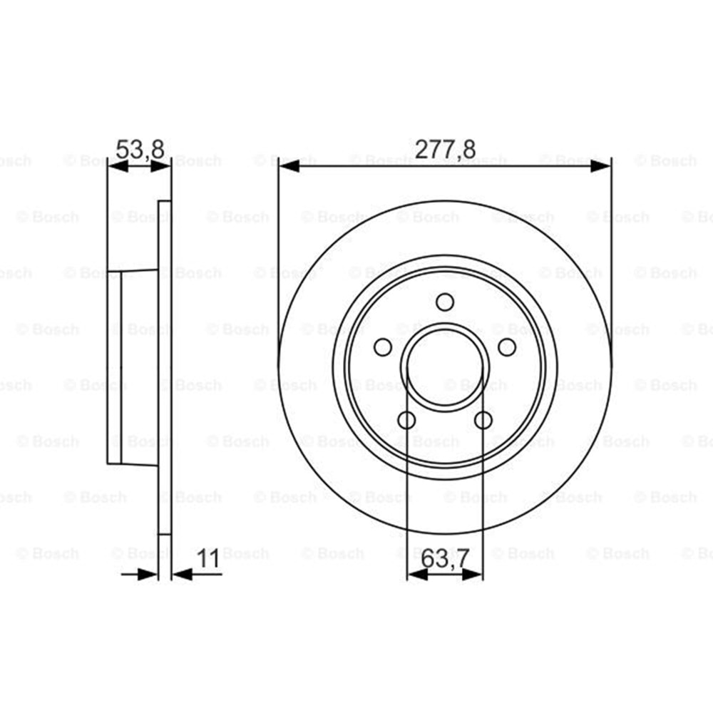 Fren Diski Ford Tourneo Connect, Transit Connect 02>13 - Arka - 278 MM - Bosch