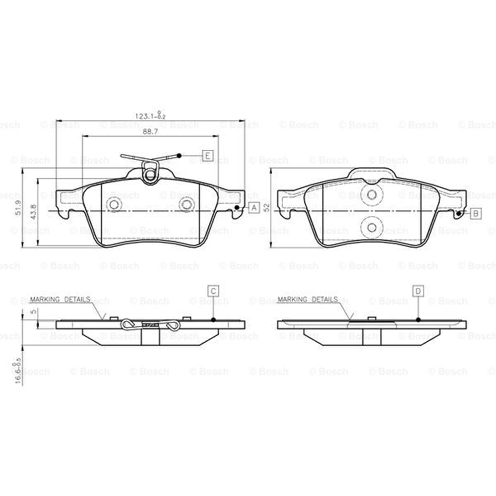 Disk Balata Opel Vectra C, Citroen C 5, Peugeot 508, Ford Focus II, Connect, Volvo Arka (Üstten Yaylı) - Bosch