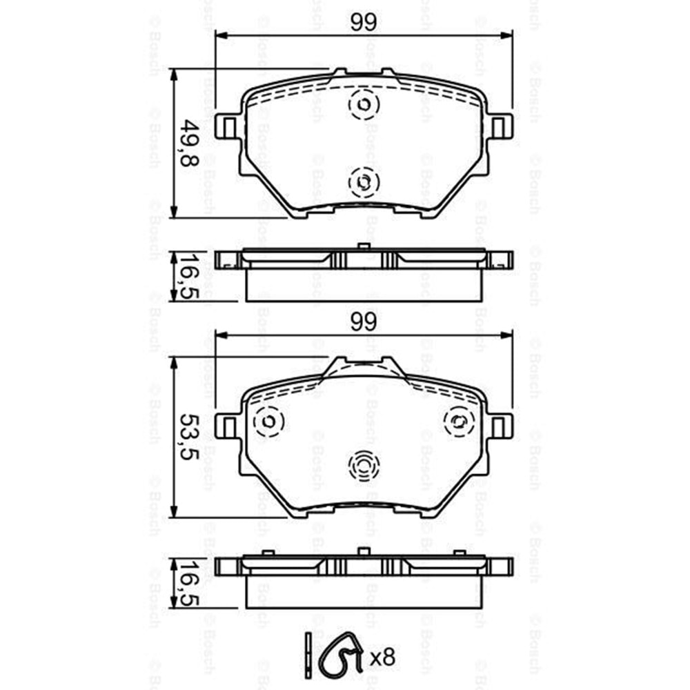 Disk Balata Citroen C4, Berlingo, Peugeot 308, 508, 3008 Arka - Bosch