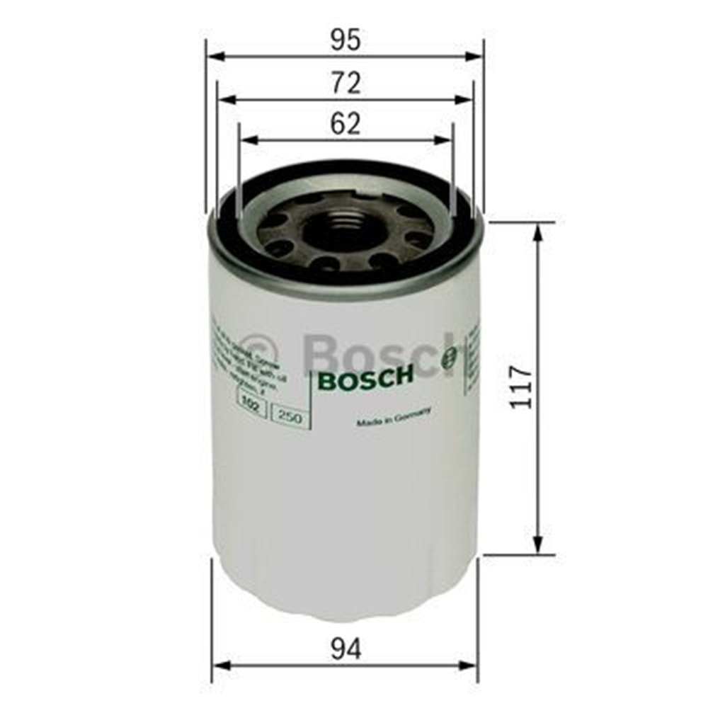 Yağ Filtresi Kia Sorento, Carnival, Hyundai H1, H350, H100 - Bosch