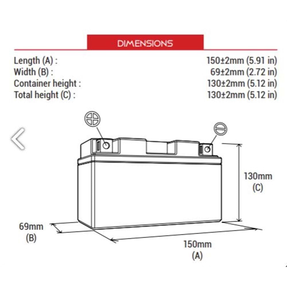 BS BT12B-BS ( YT12B-BS ) 12V-10 AMPER 210 CCA BAKIMSIZ AKÜ
