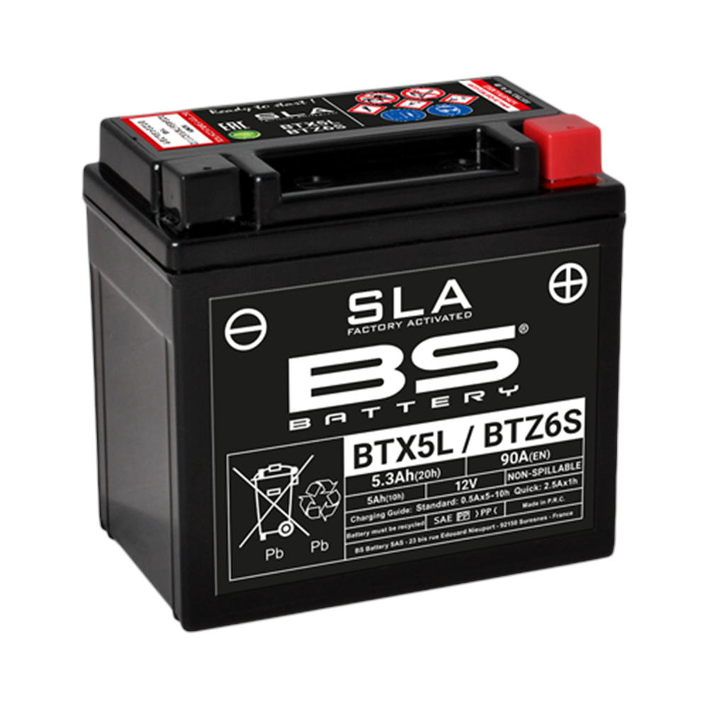 BS BTZ6S-BS / BTX5L-BS SLA (YTZ6S-BS / YTX5L-BS) 12V-5.3 AMPER 90 CCA BAKIMSIZ AKÜ HONDA DIO