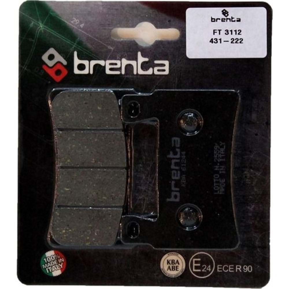 296 DİSK BALATA HONDA CBR600 F, CBR600 RR, CBR900 RR ÖN ORGANİK - BRENTA FT3112
