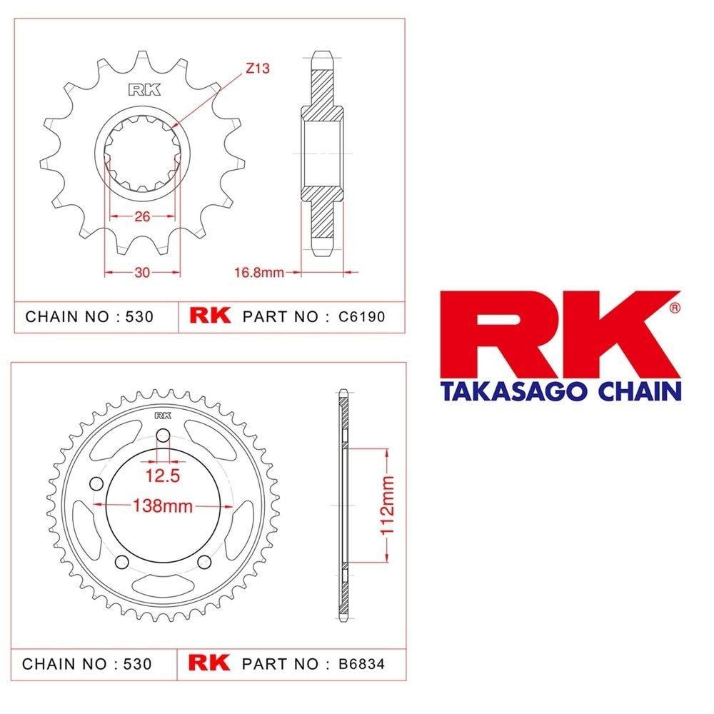 Rk Dişli Seti 43T-16T Honda Cb 900 F Hornet 02-06*