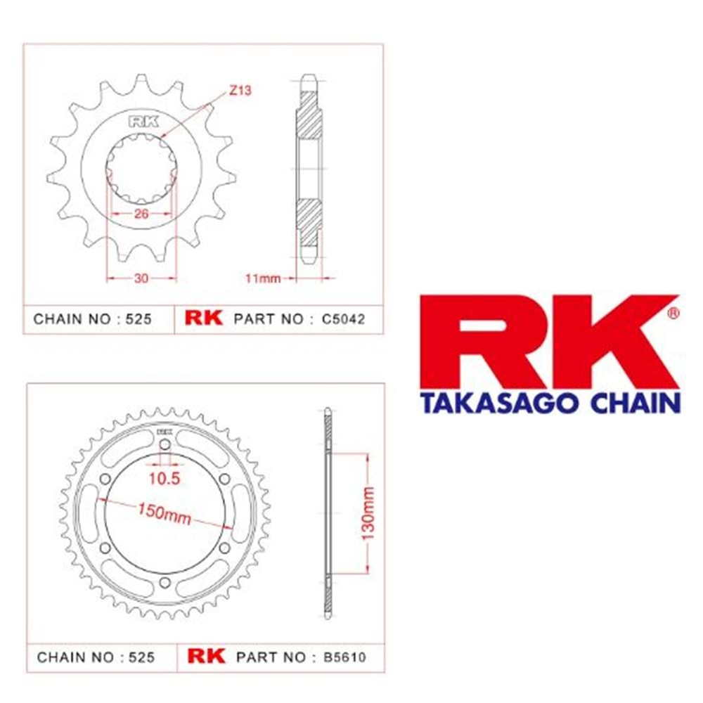 Rk Dişli Seti Yamaha Tdm 900 2002 Ve Sonrası*