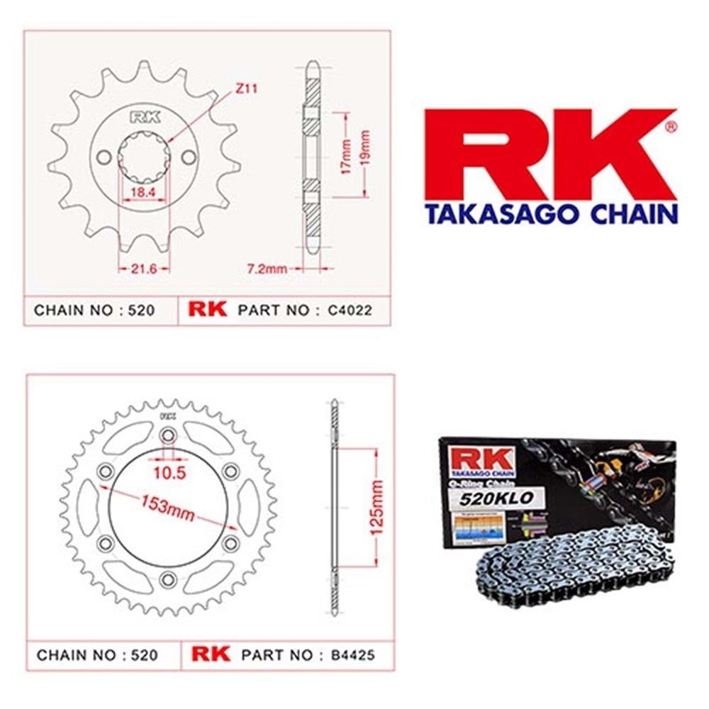 Rk Zincir Dişli Seti Honda Crf 250 L 13-18, Crf 250 Rally 13-18