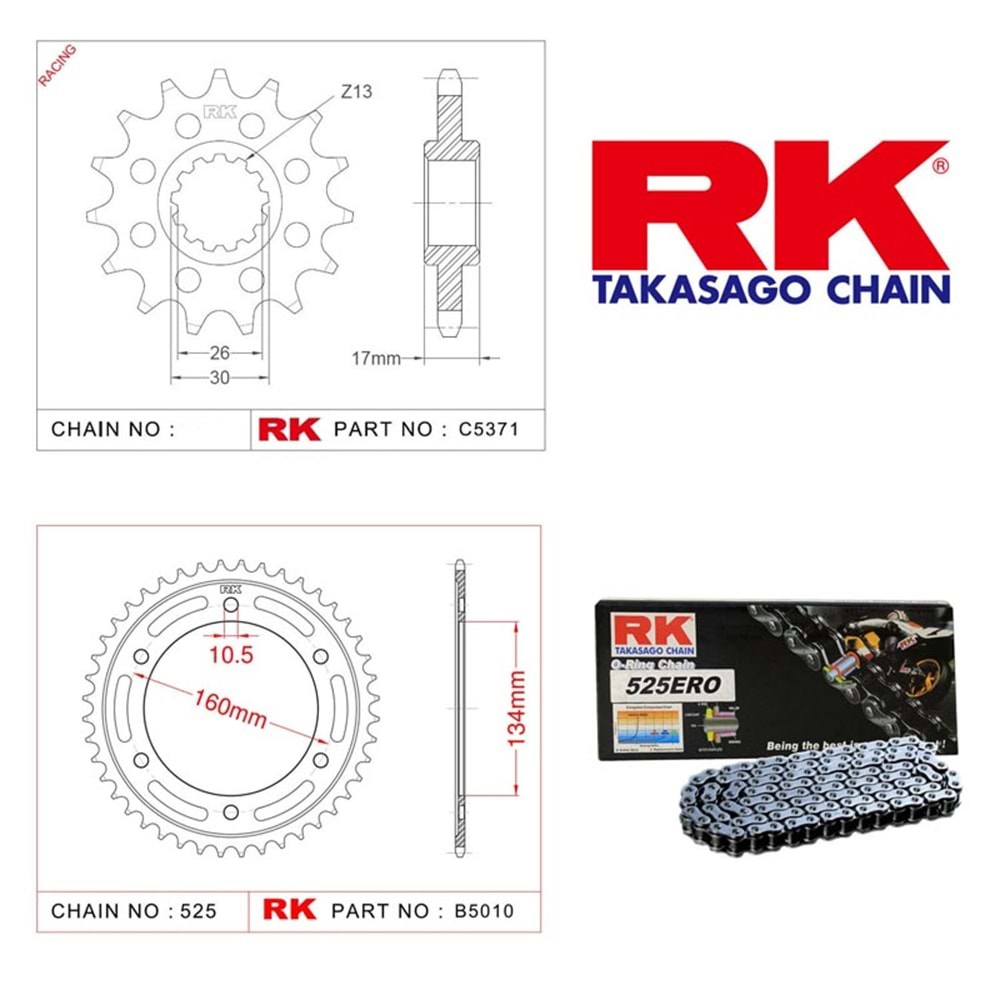 Rk Zincir Dişli Seti Honda Cbr 600 Rr 07-16