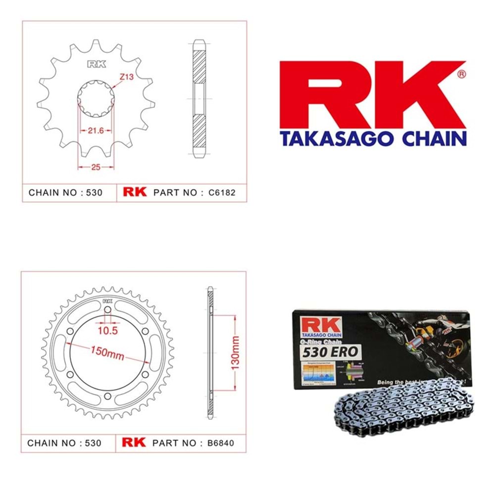 Rk Zincir Dişli Seti Yamaha Fzs 600 98-03, Fzs 600 Fazer 02-03