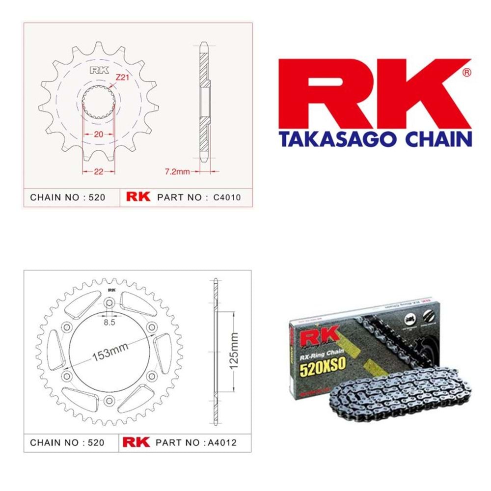 Rk Zincir Dişli Seti Honda Crf 250 X 04-17