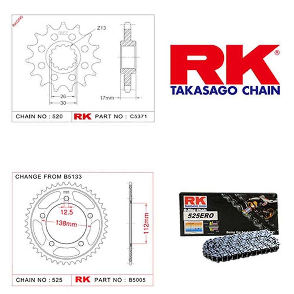 Rk Zincir Dişli Seti Honda Cbf 600 N, Cbf 600 Na, Cbf 600 S, Cbf 600 Sa 08-13
