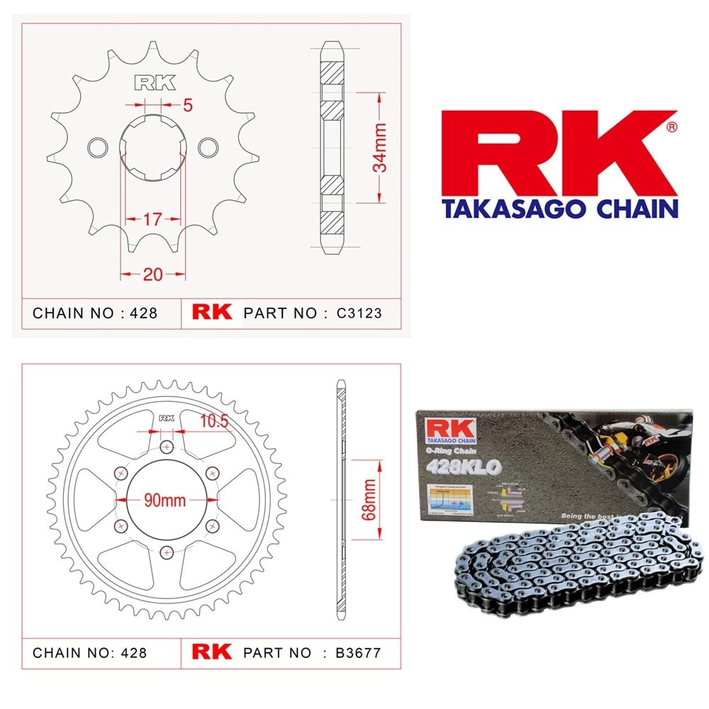 Rk Zincir Dişli Seti Honda Cb 125 R 18-20, Cbr 125 R 18-20
