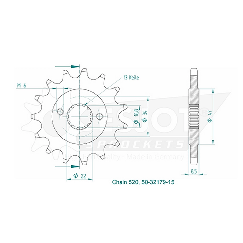 Esjot 50-32179-15 Ön Dişli Elmas Kesim