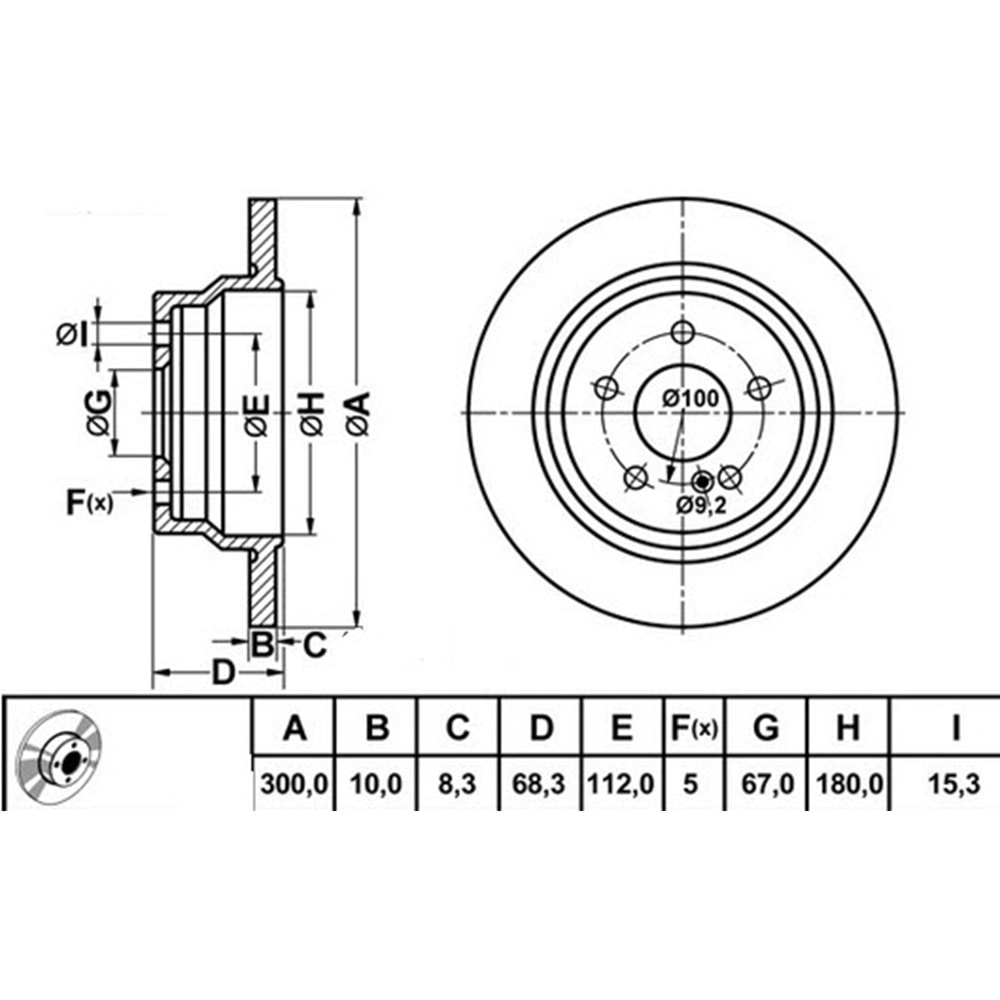Fren Diski Mercedes E-Class 211, W124, C124, S124 84-94 Arka - 300 mm