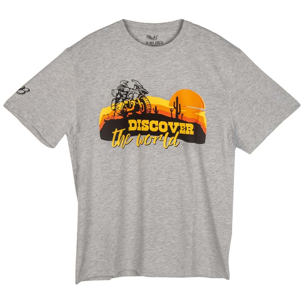 Discover The World Gri T-Shirt, Tişört - M Beden