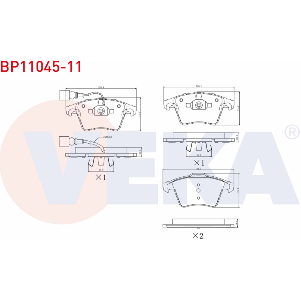 Disk Balata Vw T5, T6 Kalın Tip Ön -