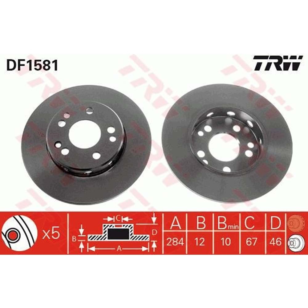 Fren Diski Mercedes 124 Kasa E 200 D Ön - 284 MM - TRW