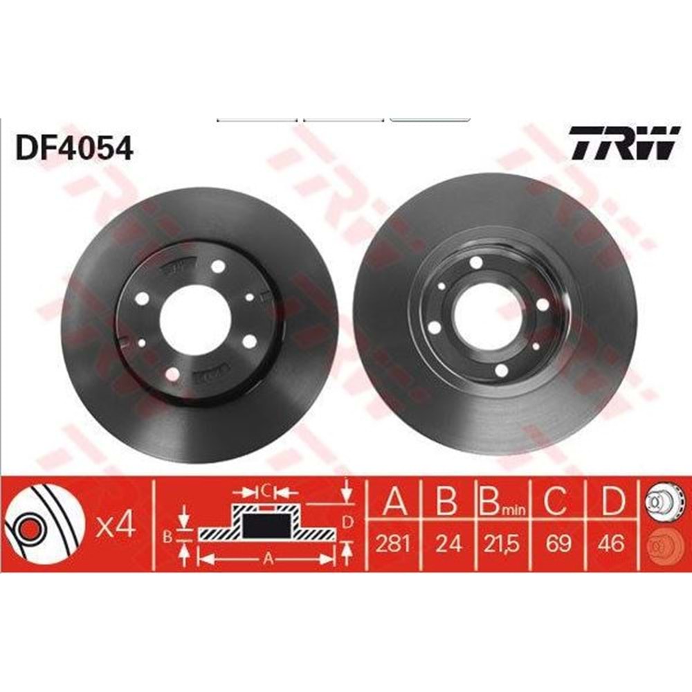Fren Diski Mitsubishi Carizma, Volvo S40 Ön - 281 MM - TRW