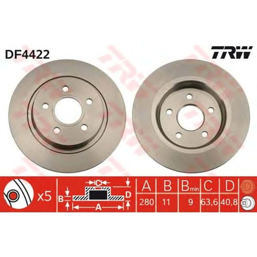 Fren Diski Toyota Corolla Verso Arka - 290 MM - TRW