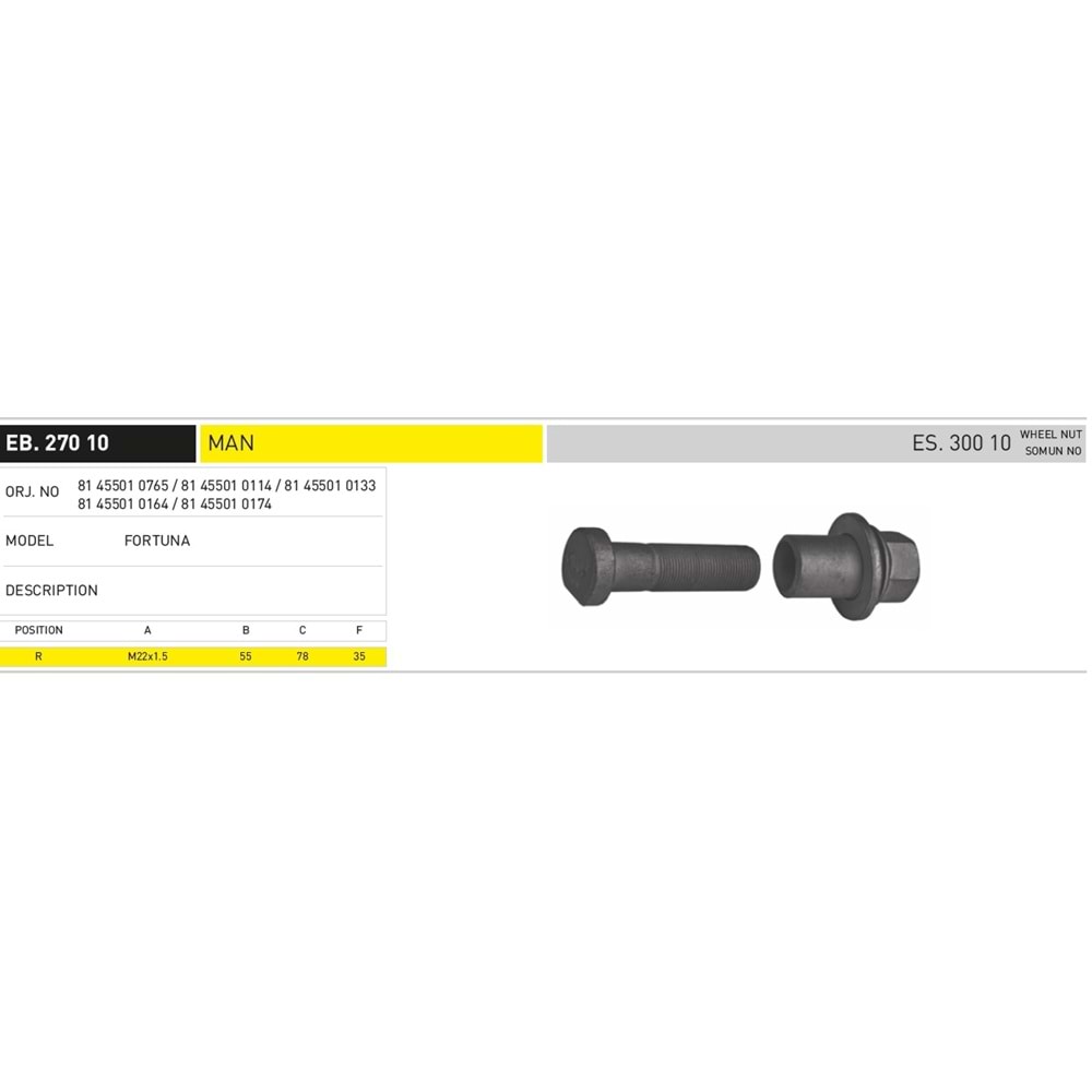 MAN FORTUNA ARKA 78 MM SOMUNLU BİJON - EKER
