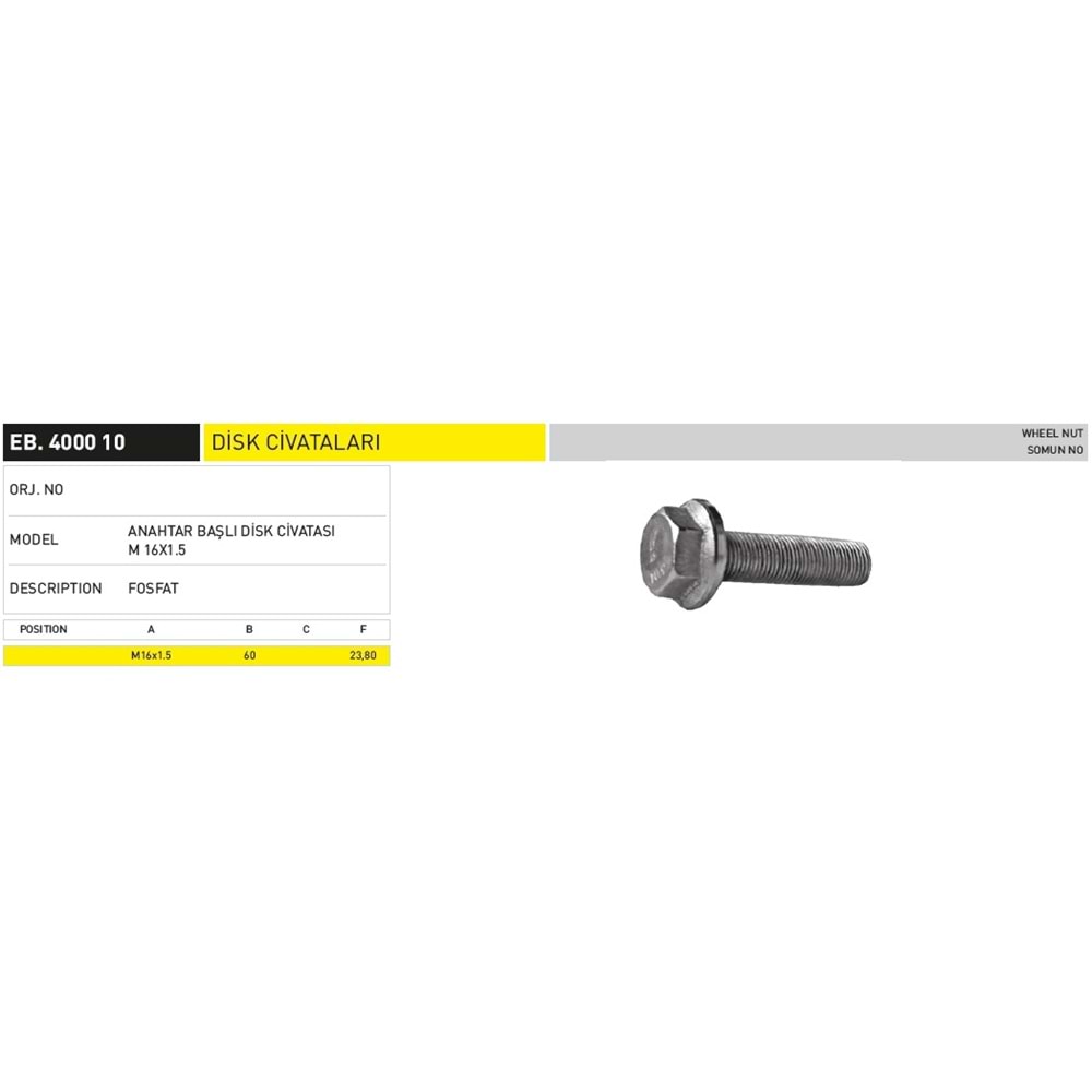 DİSK CİVATASI M16 ÖZEL*****