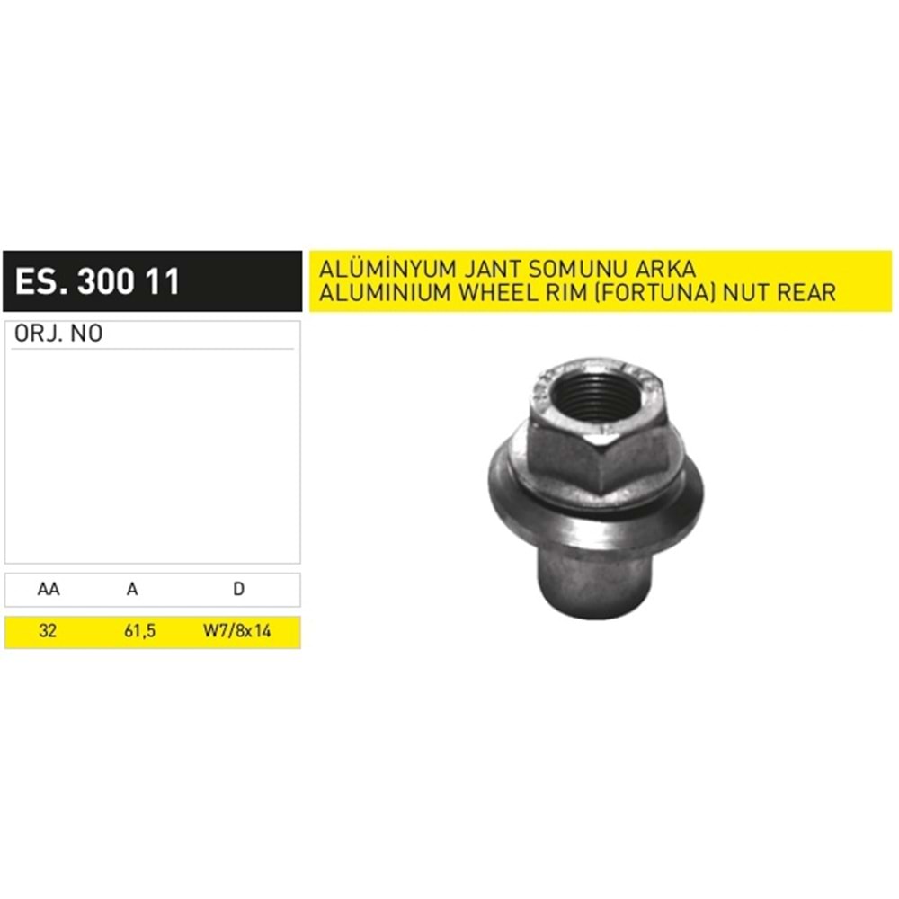 BİJON SOMUNU 7/8x14 DİŞ DÖNER PULLU UZUN - EKER