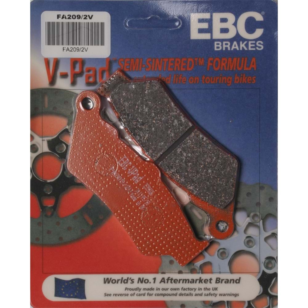 209 EBC YARI SİNTER BALATA F650 ÖN, R1200 ARKA, CB500 ÖN (FA209-2V)
