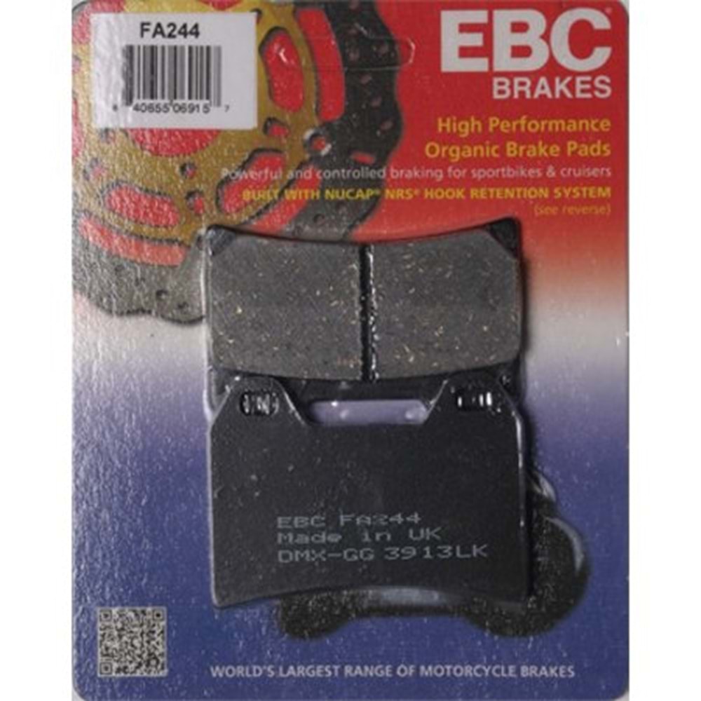244 EBC DİSK BALATA ÖN ORGANİK GSX1200, F800, MONSTER 1100 (FA244)