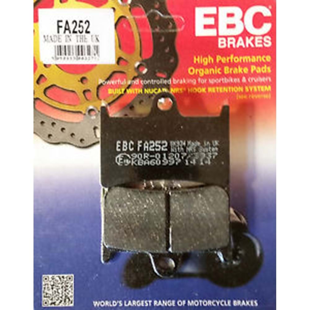 252 EBC ORGANİK BALATA ÖN MT07, MT09, YZFR1, FZ1, FZ6, SXR700 (FA252)