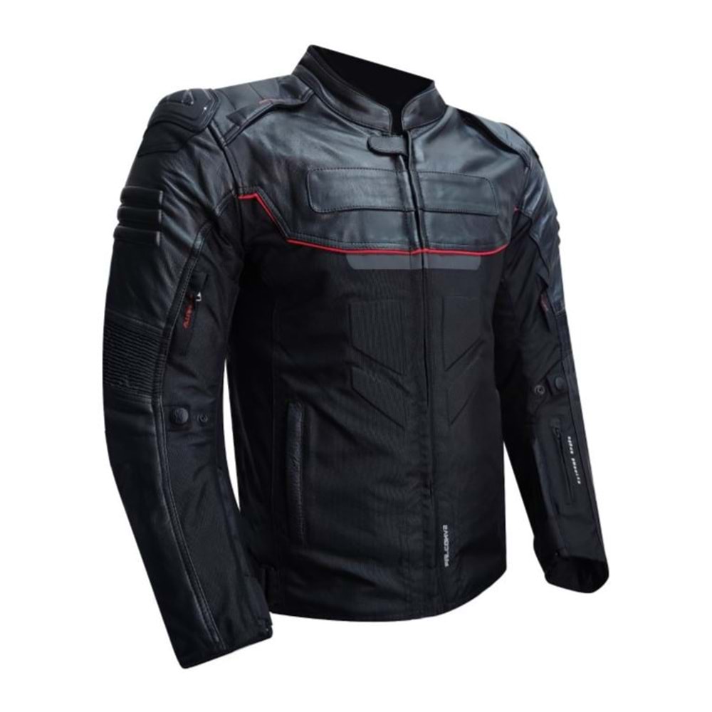 Prosev Falcon Motosiklet Montu Dört Mevsim Deri Siyah - 4XL