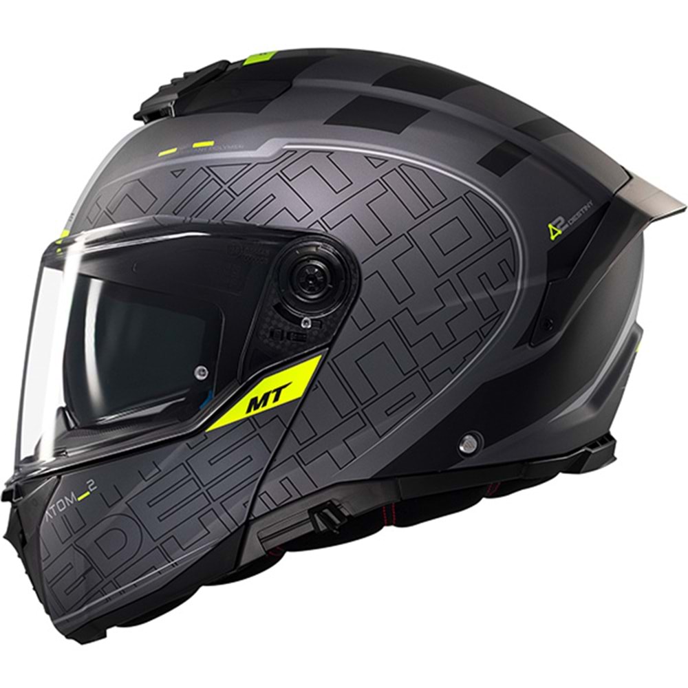 Kask Mt Atom 2 Sv DESTINY C2 Çene Açılır - MAT GRİ - M