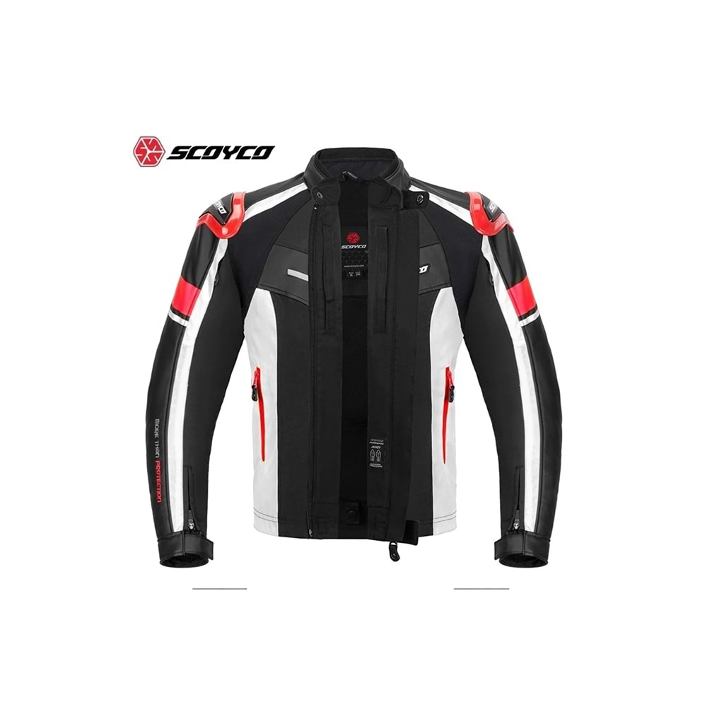 SCOYCO JK152 MEVSİMLİK SİYAH BEYAZ KIRMIZI MONT (3XL)