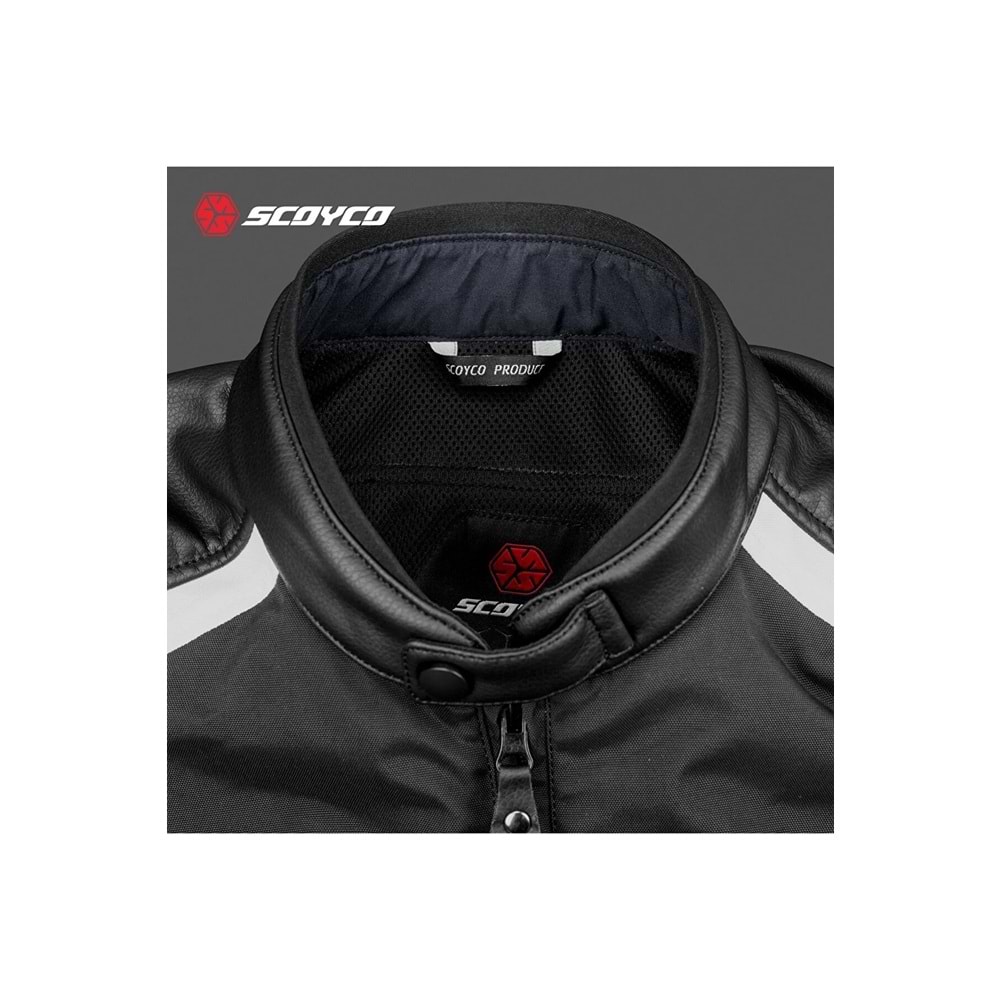 SCOYCO JK152 MEVSİMLİK SİYAH BEYAZ KIRMIZI MONT (3XL)